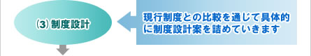 (3)制度設計←現行制度との比較を通じて具体的に制度設計案を詰めていきます