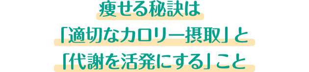 痩せる秘訣は「適切なカロリー摂取」と「代謝を活発にする」こと