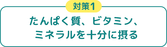 対策1 たんぱく質、ビタミン、ミネラルを十分に摂る