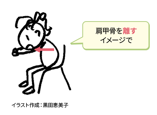 肩甲骨を離すイメージで イラスト作成：黒田恵美子