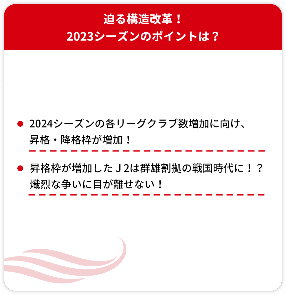 迫る構造改革! 2023シーズンのポイントは?