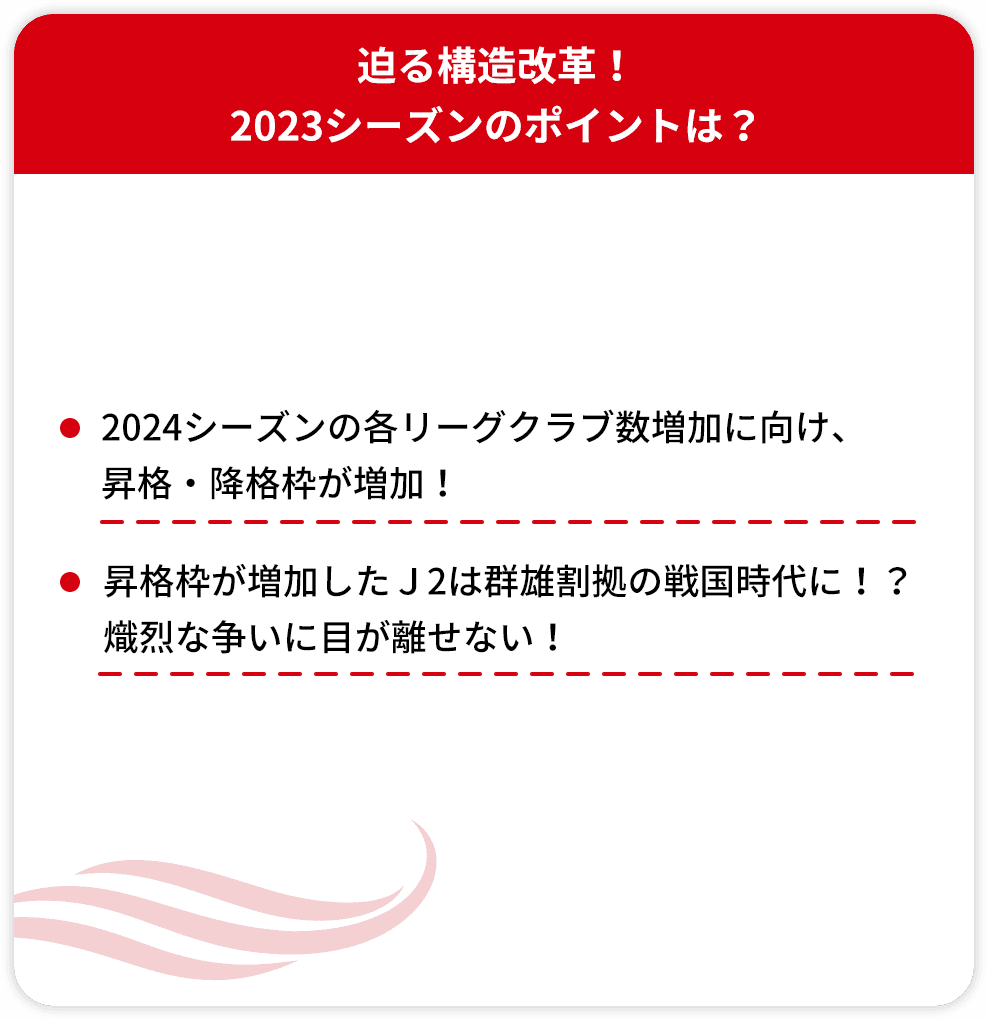 迫る構造改革！ 2023シーズンのポイントは？