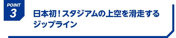 POINT3 日本初！スタジアムの上空を滑走するジップライン