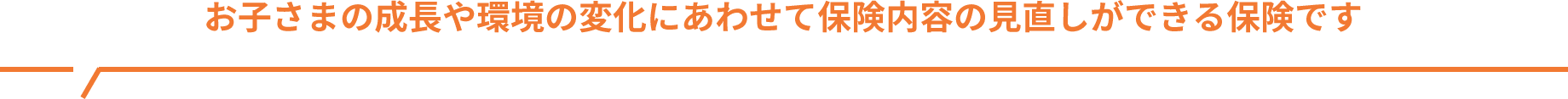 お子さまの成長や環境の変化にあわせて最適なプランに見直しができる保険です