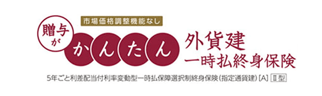 市場価格調整機能なし 贈与がかんたん 外貨建 一時払終身保険 5年ごと利差配当付利率変動型一時払保障選択制終身保険（指定通貨建）[A] &#8545;型