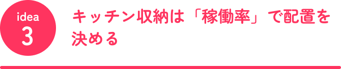 idea3 キッチン収納は「稼働率」で配置を決める