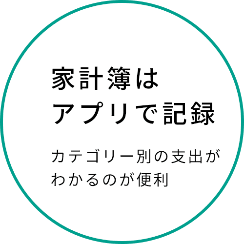 家計簿はアプリで記録、カテゴリー別の支出がわかるのが便利だ。