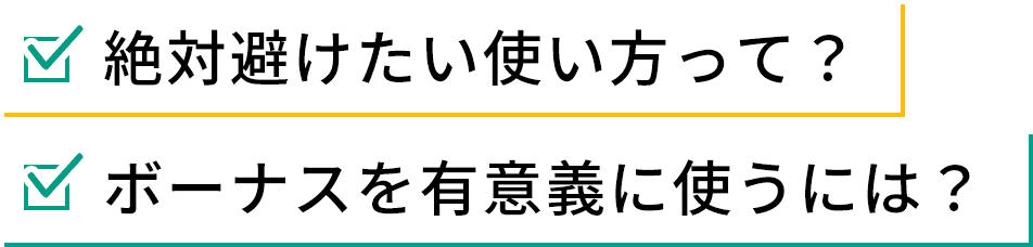 絶対避けたい使い方って？ボーナスを有意義に使うには？