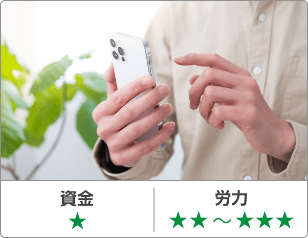 資金★ 労力★★~★★★