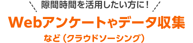 隙間時間を活用したい方に! Webアンケートやデータ収集など(クラウドソーシング)