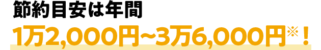 節約目安は年間1万2,000円~3万6,000円※！