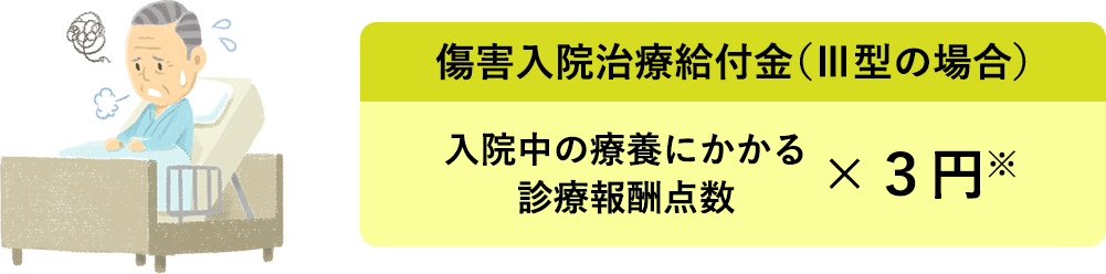 傷害入院治療給付金 入院中の療養にかかる診療報酬点数×３円※