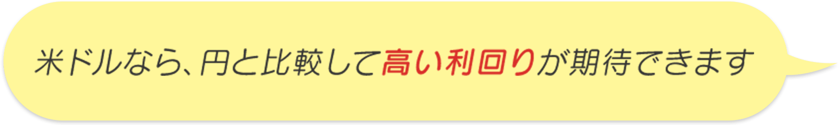 米ドルなら、円と比較して高い利回りが期待できます