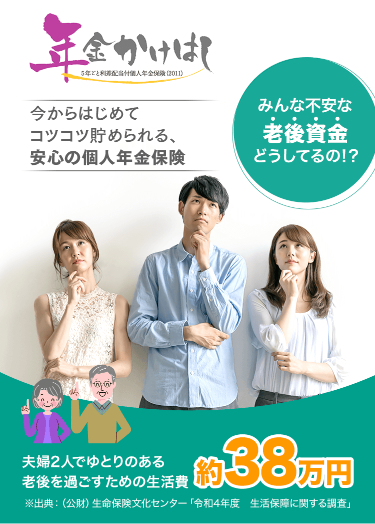 夫婦2人でゆとりのある 老後を過ごすための生活費 約38万円※出典：（公財）生命保険文化センター「令和4年度　生活保障に関する調査」