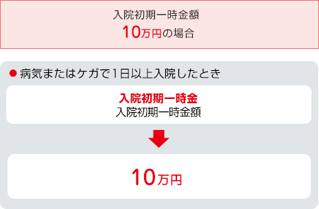 入院初期一時金額 10万円の場合