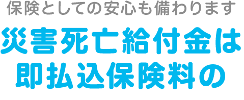 保険としての安心も備わります災害死亡給付金は即払込保険料の