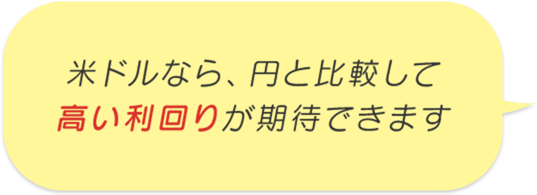 米ドルなら、円と比較して高い利回りが期待できます